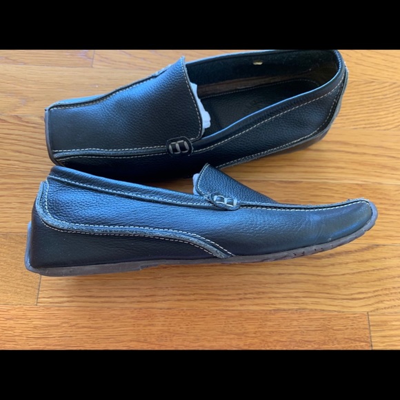 STREET WORK Womens Blue Leather Square Toe Slip-On Loafers Work Shoes Flats Sz 7 - Picture 9 of 12